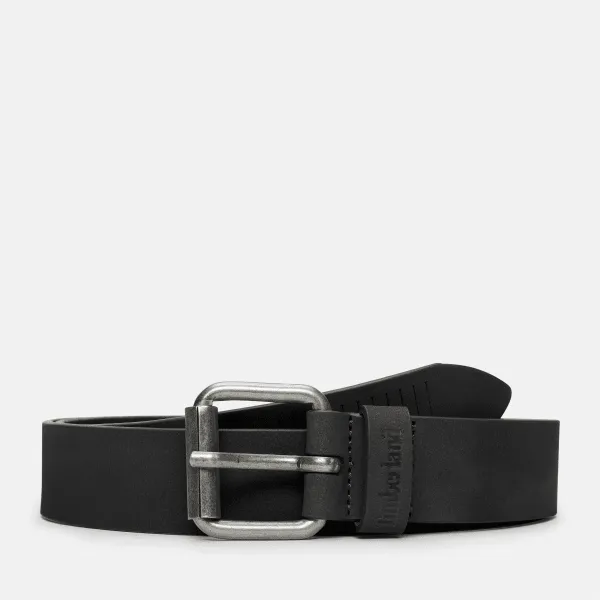 Ceinture en nubuck 35 mm à découpes verticales pour homme en noir